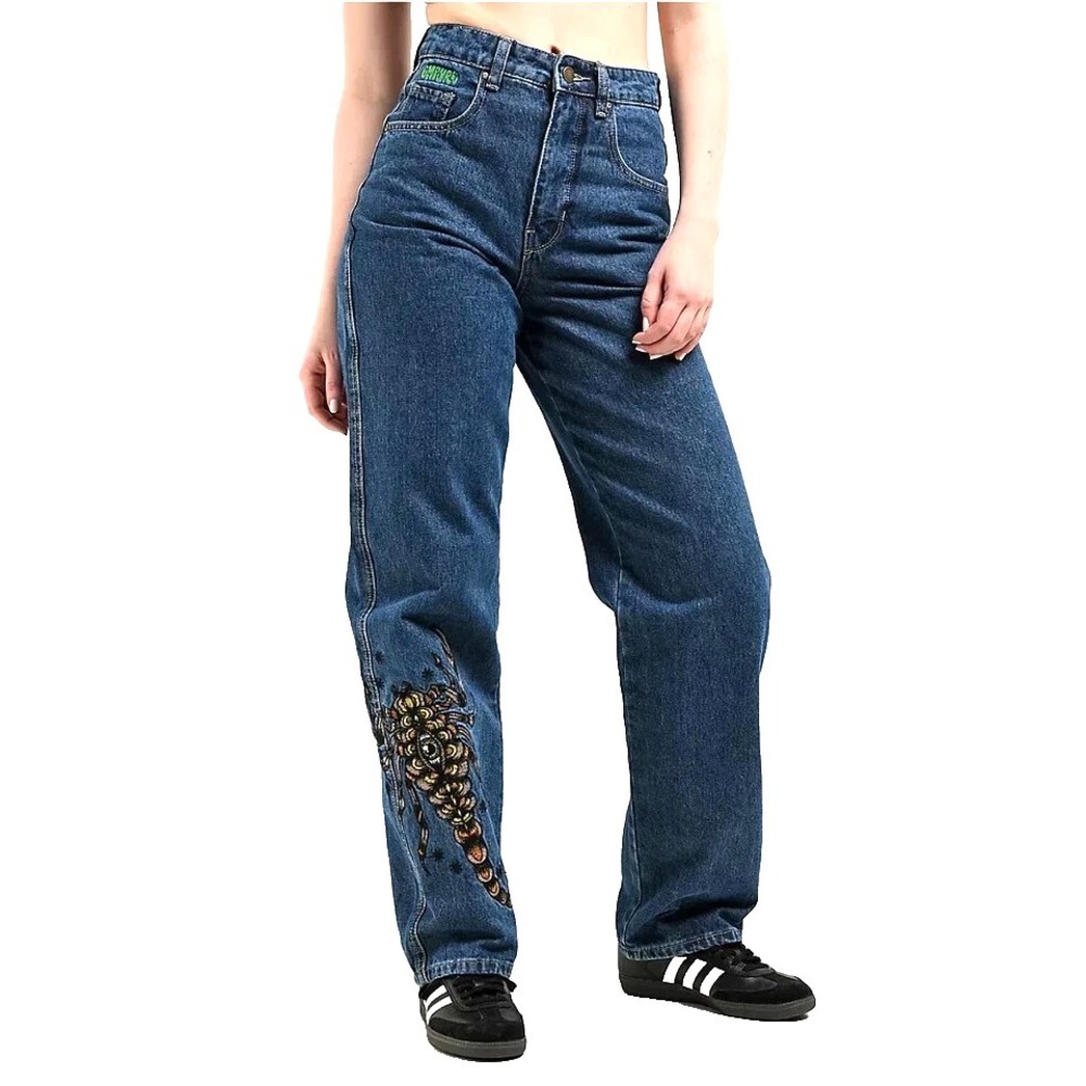 Empyre Tori‎ Scorpion Embroidery Skate Jeans Women's Size 2 Medium Wash Straight